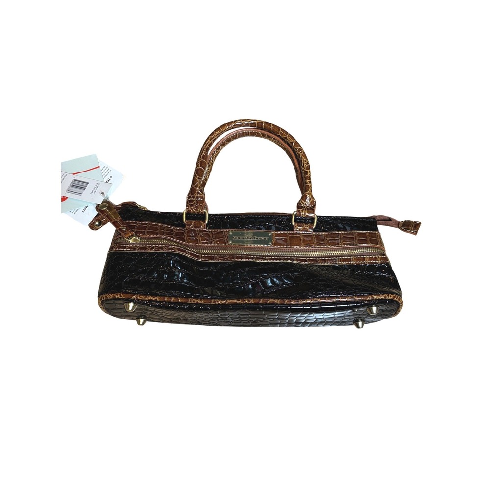 Samantha Brown Croc Classic Wine Purse Brown Burgundy Gold Hardware Travel NWT